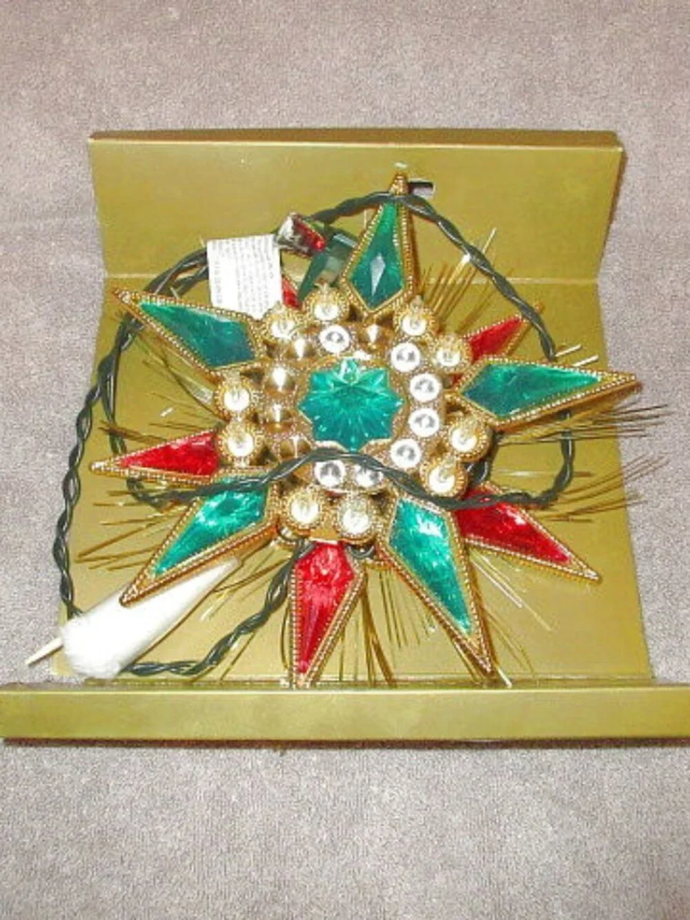 Vtg Jeweled Light Up Star Christmas Tree Topper NEW With Box GE Holiday Classics
